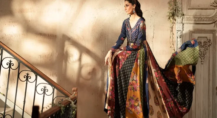 Ethnic Lawn Sale featuring unstitched lawn suits with vibrant prints and flat 50% discount