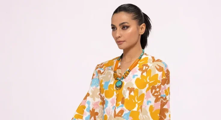 Khaadi Sale Today featuring vibrant unstitched lawn fabric deals with up to 50 % discount