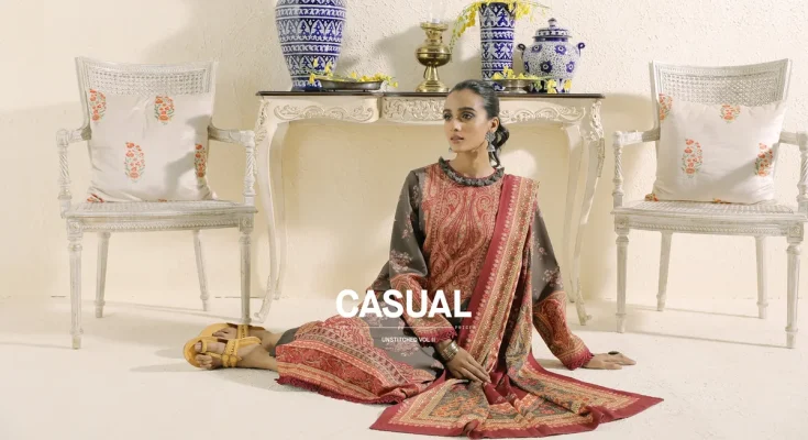 Ethnic winter collection featuring traditional embroidered suits for women