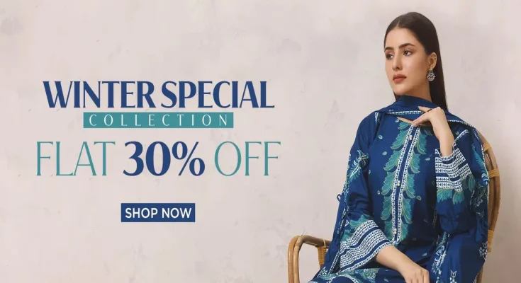 Gul Ahmed lawn sale collection with unstitched and stitched winter dresses for women in Pakistan