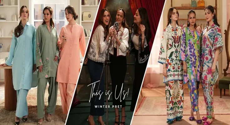 Elegant Gul Ahmed lawn and winter collection showcasing stylish embroidered suits and premium fabrics
